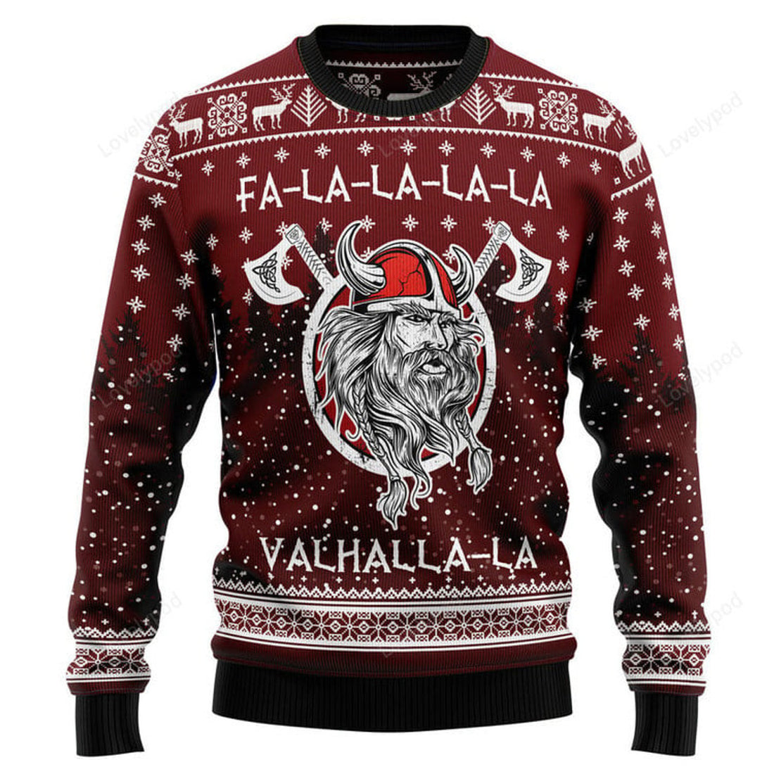 FUNSTUFFPRINT Vikings Fa La La La Ugly Christmas Sweater for men and women, Christmas shirt Ugly Sweater