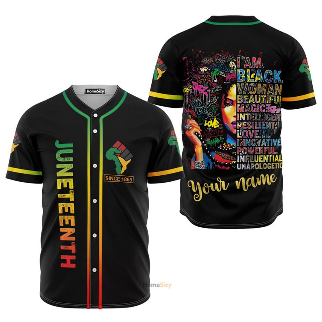 Custom Name Juneteenth Since 1865 I Am Black Woman- Personalized Baseball Jersey
