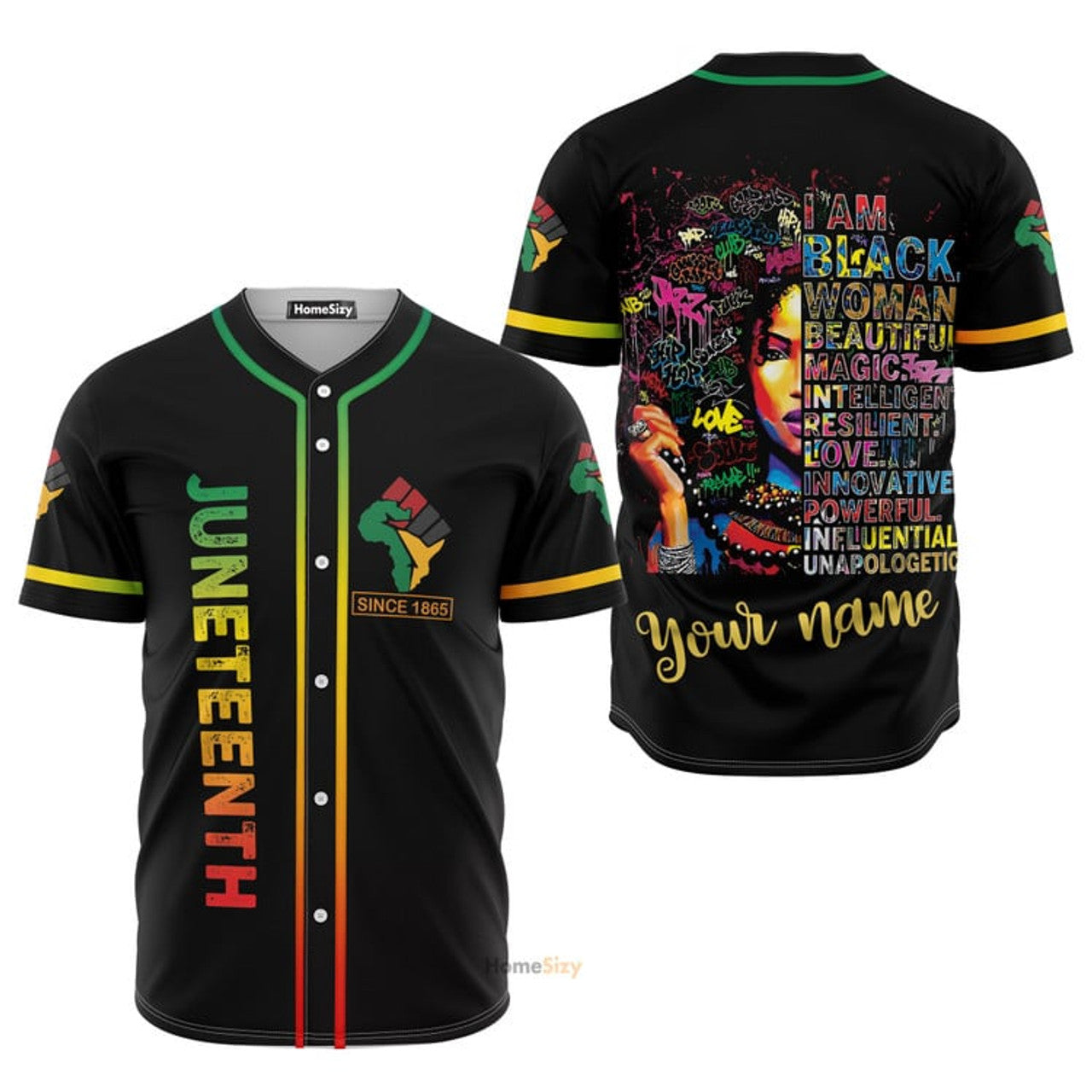 Custom Name Juneteenth Since 1865 I Am Black Woman- Personalized Baseball Jersey