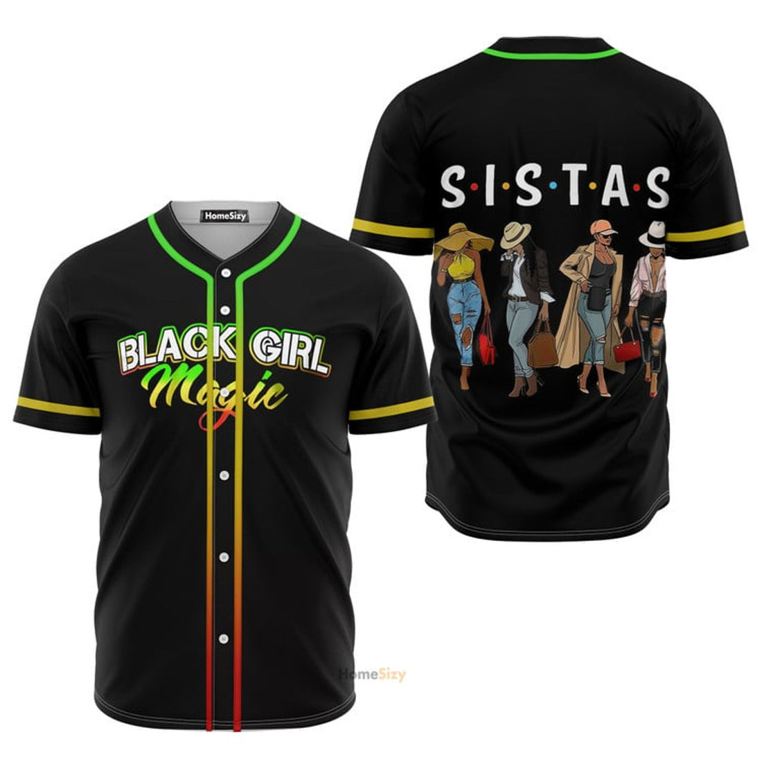Black Girl Magic Sistas Afro Women Juneteenth - Baseball Jersey