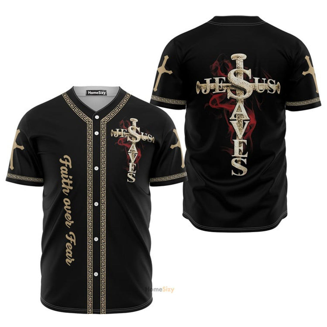 Jesus Save Faith Over Fear - Baseball Jersey