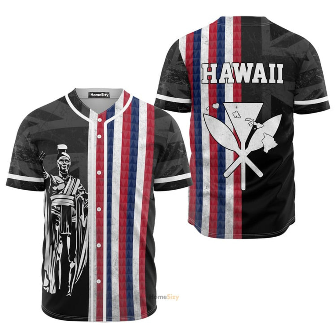 Hawaii Map Flag Kanaka King Kamehameha - Baseball Jersey
