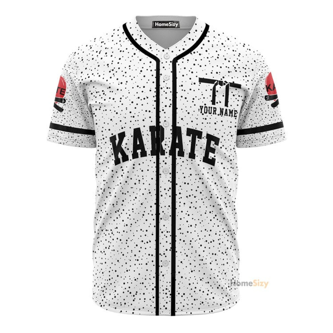 Custom Name Karate White Red - Personalized Baseball Jersey