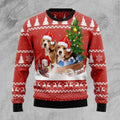 FUNSTUFFPRINT Beagle Dashing 3D Ugly Christmas Sweater Ugly Sweater