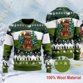 FUNSTUFFPRINT Bear Beer Campfire 3D Ugly Christmas SweaterUgly Sweater