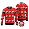 FUNSTUFFPRINT Family Members & Friends Face Christmas Sweater Ugly Sweater