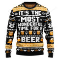 FUNSTUFFPRINT Wonderful Time For A Beer Ugly Christmas Sweater for men and women Ugly Sweater