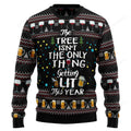 FUNSTUFFPRINT The Tree Isn't The Only Thing Getting Lit Ugly Christmas Sweater Ugly Sweater