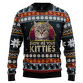 FUNSTUFFPRINT Cat Show Me Your Kitties Ugly Christmas Sweater Ugly Sweater