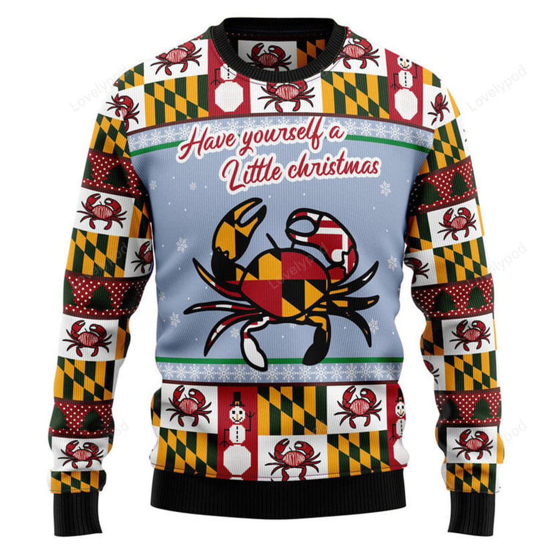 FUNSTUFFPRINT Maryland Symbols Ugly Christmas Sweater for men and women Ugly Sweater