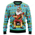 FUNSTUFFPRINT Hawaiian Christmas Santa Claus Ugly Christmas Sweater for men and women Ugly Sweater