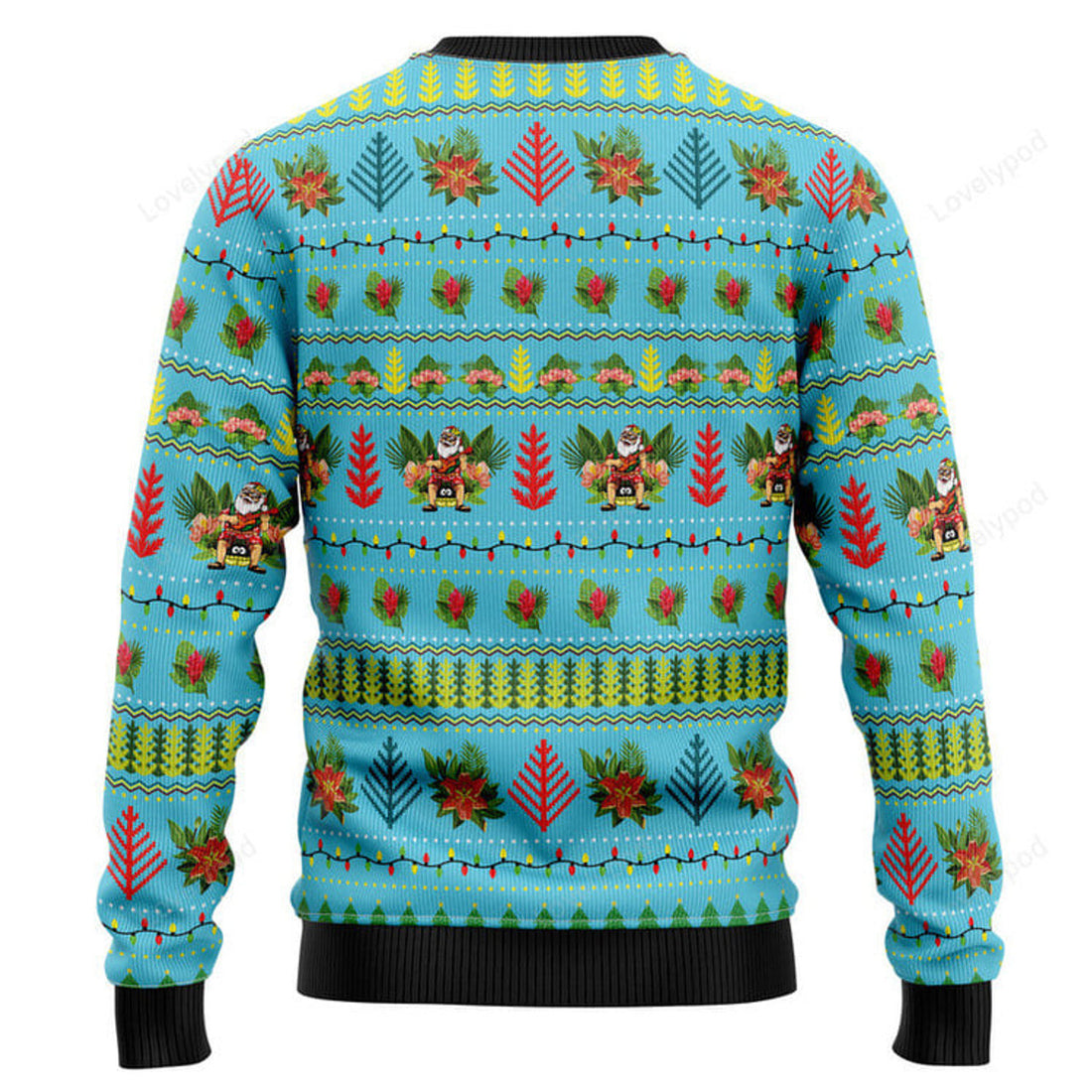 FUNSTUFFPRINT Hawaiian Christmas Santa Claus Ugly Christmas Sweater for men and women Ugly Sweater