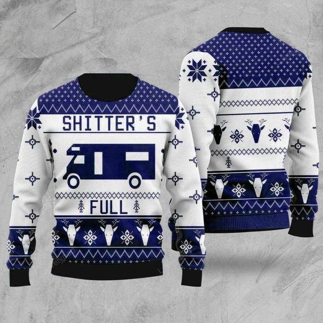 FUNSTUFFPRINT Shitters Full Knitted Ugly Christmas Sweater, Christmas gift for him Ugly Sweater