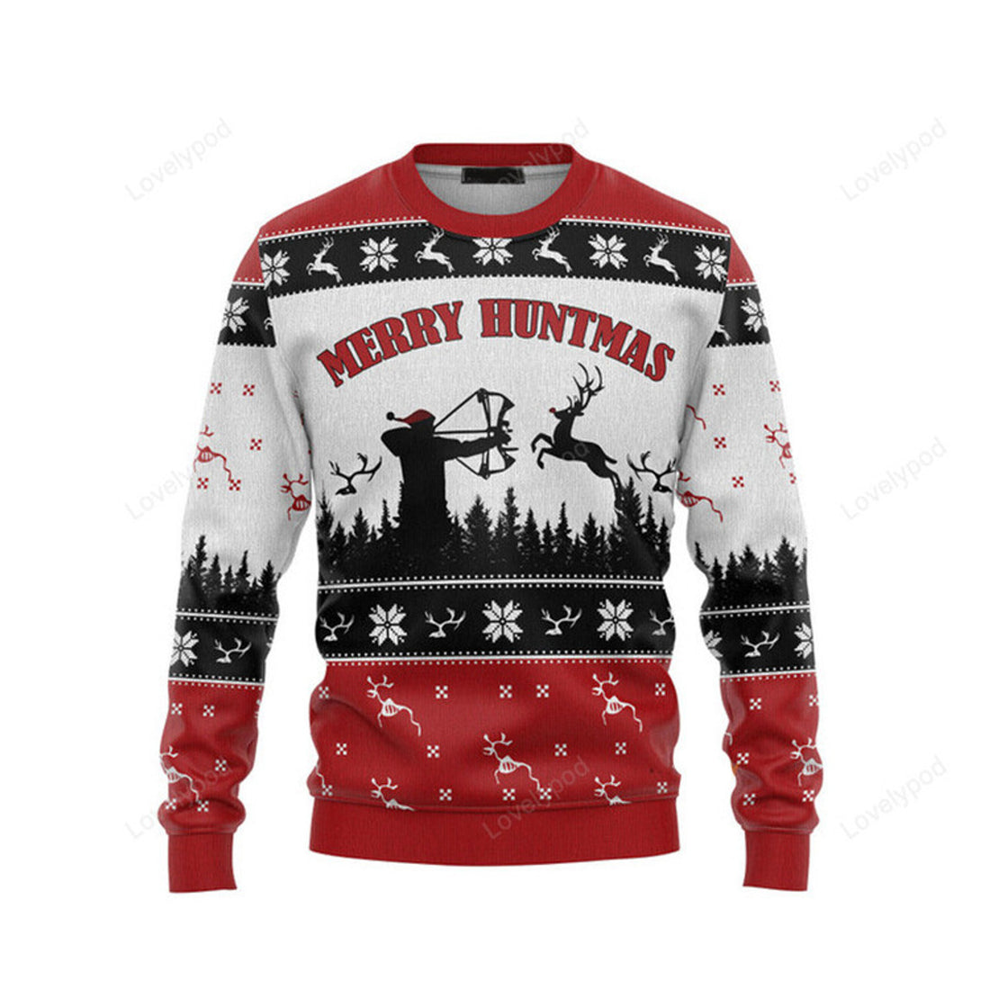 FUNSTUFFPRINT Merry Huntmas Hunting Ugly Christmas Sweater Ugly Sweater