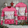 FUNSTUFFPRINT Pink Christmas Flamingo Santan Ugly Christmas Sweater For Men, women, Adult Ugly Sweater