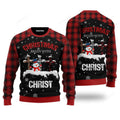 FUNSTUFFPRINT Christmas begins with christ snowman and cross Ugly Christmas Sweater For Men, women, Adult Ugly Sweater