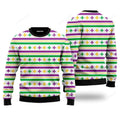 FUNSTUFFPRINT Mardi Gras Striped Seamless Ugly Christmas Sweater For Men, women, Adult Ugly Sweater