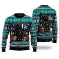 FUNSTUFFPRINT Black Cat Falalala Ugly Christmas Sweater For Men, women, Adult Ugly Sweater