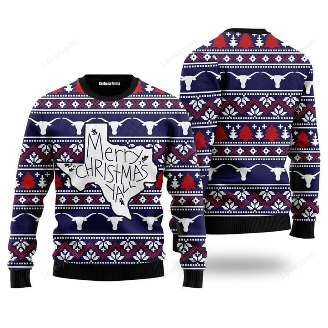 FUNSTUFFPRINT Texas maps Merry Christmas Ugly Christmas Sweater For Men, women, Adult Ugly Sweater