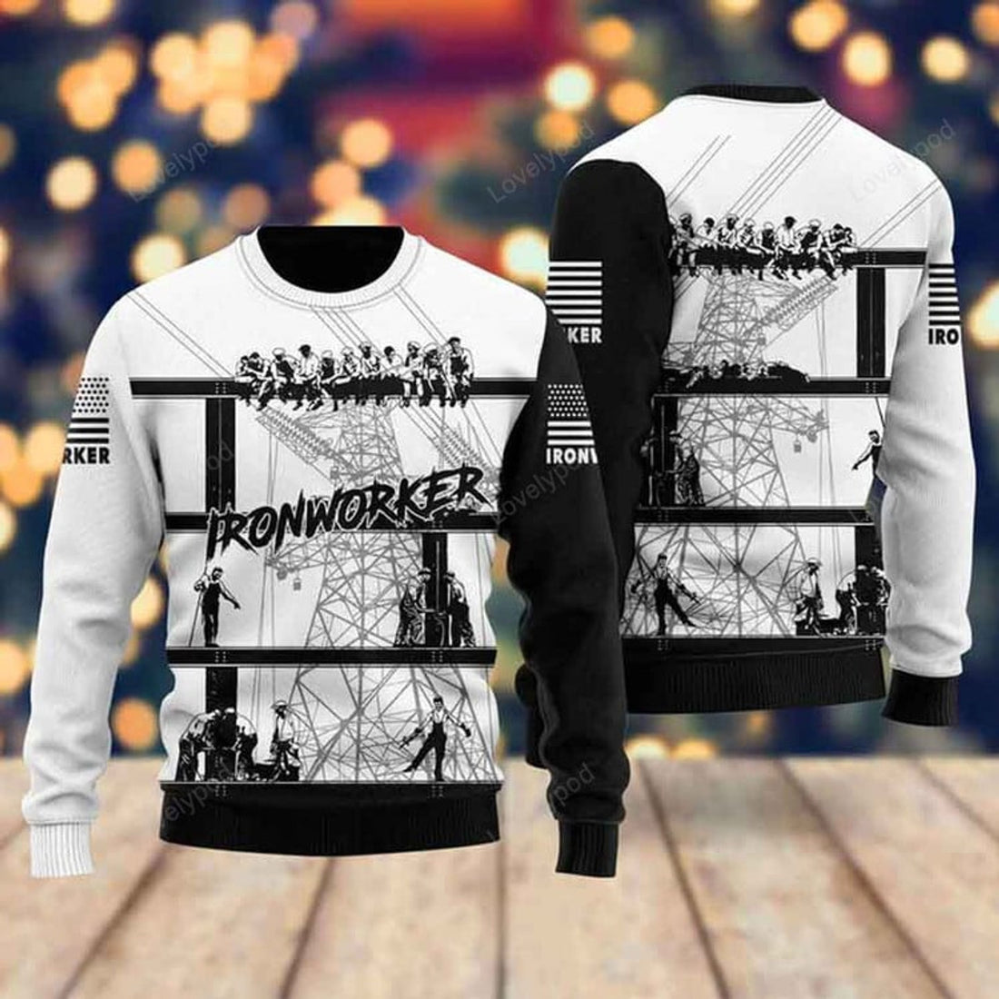 FUNSTUFFPRINT Ironworkers Ugly Christmas Sweater For Men & Women, Adult, Christmas gift for Ironworkers Ugly Sweater