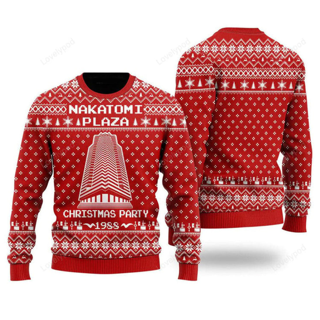 FUNSTUFFPRINT Nakatomi Plaza 1988 Ugly Christmas Sweater Men & Women Ugly Sweater