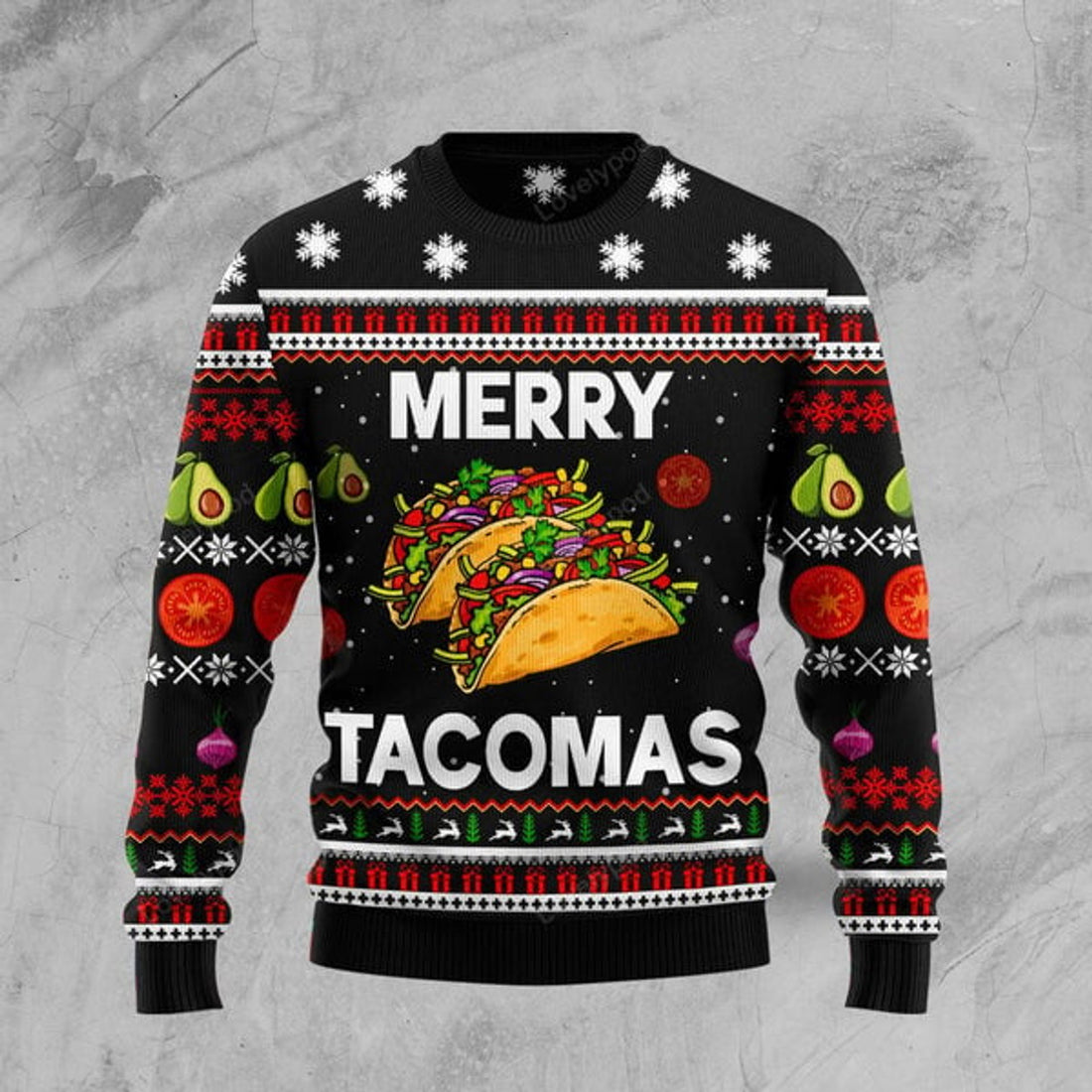 FUNSTUFFPRINT Merry Tacomas Ugly Christmas Sweater For Men & Women Ugly Sweater