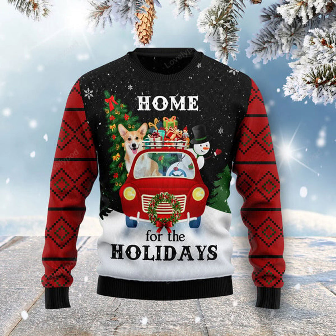 FUNSTUFFPRINT Merry Christmas Pembroke Welsh Corgi And Snowman Ugly Christmas Sweater unisex womens & mens Ugly Sweater