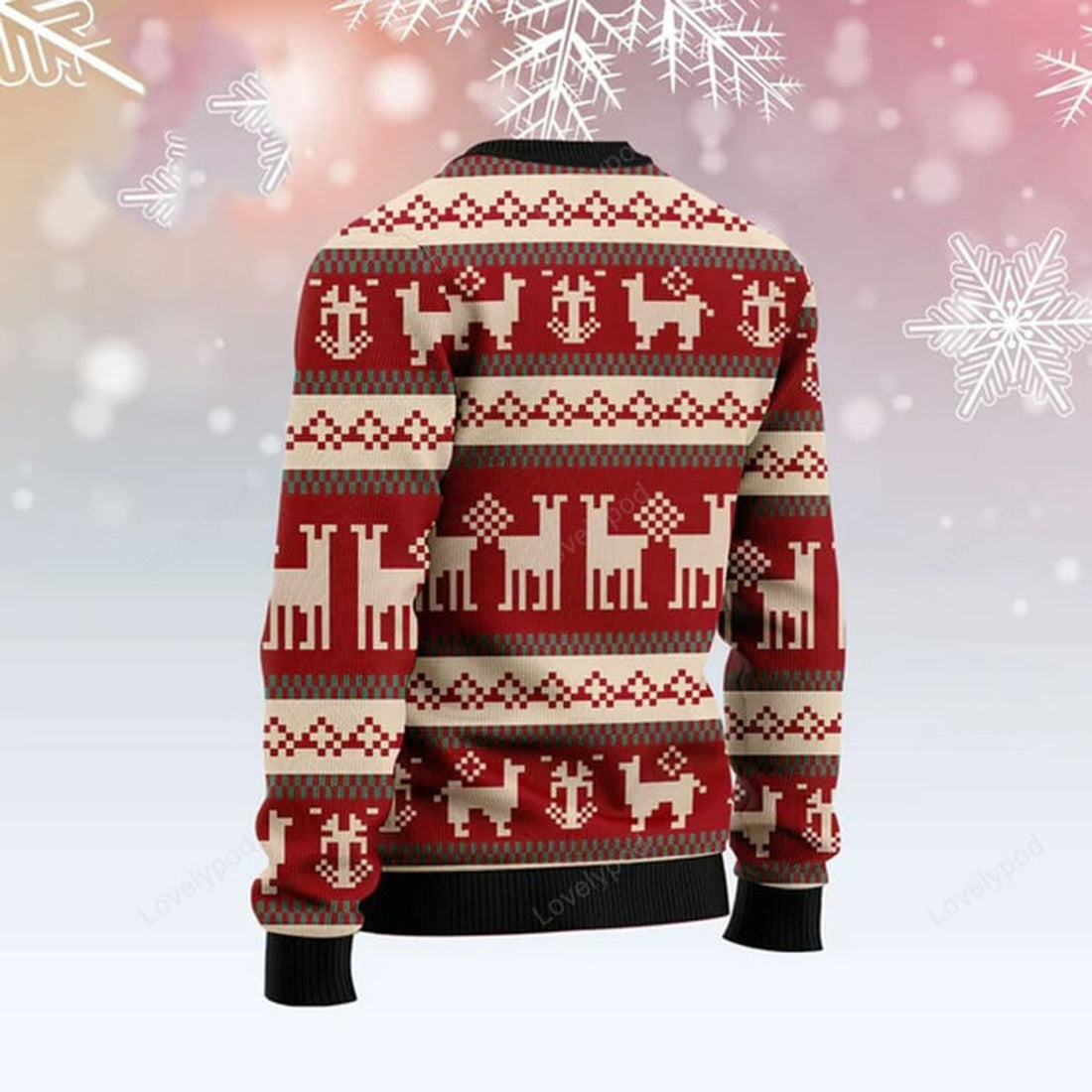 FUNSTUFFPRINT Llama Lalala Ugly Christmas Sweater unisex womens & mens Ugly Sweater