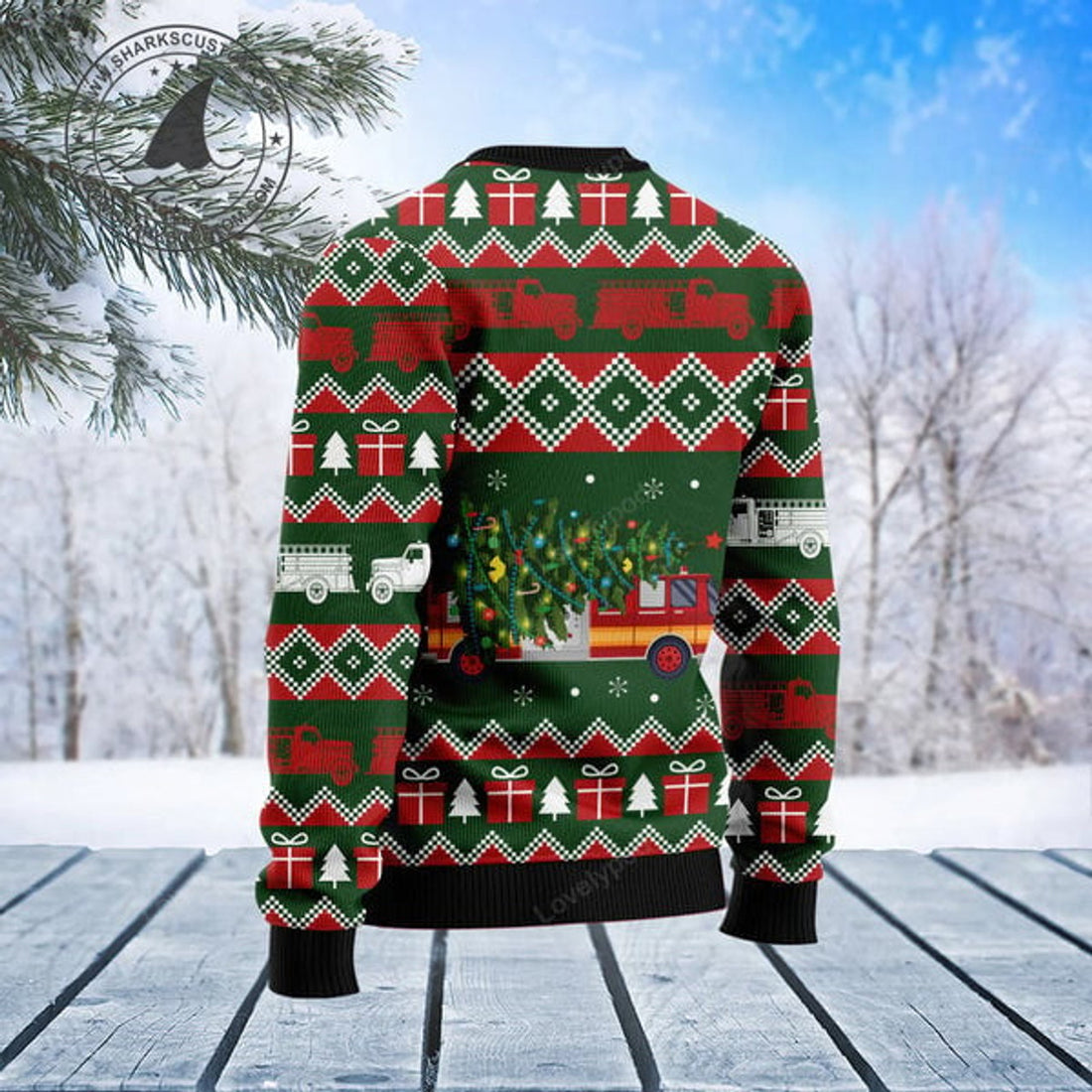 FUNSTUFFPRINT Firefighter Wonderful Time Ugly Christmas Sweater, Firefighter 3D Printed Graphic Ugly Sweater