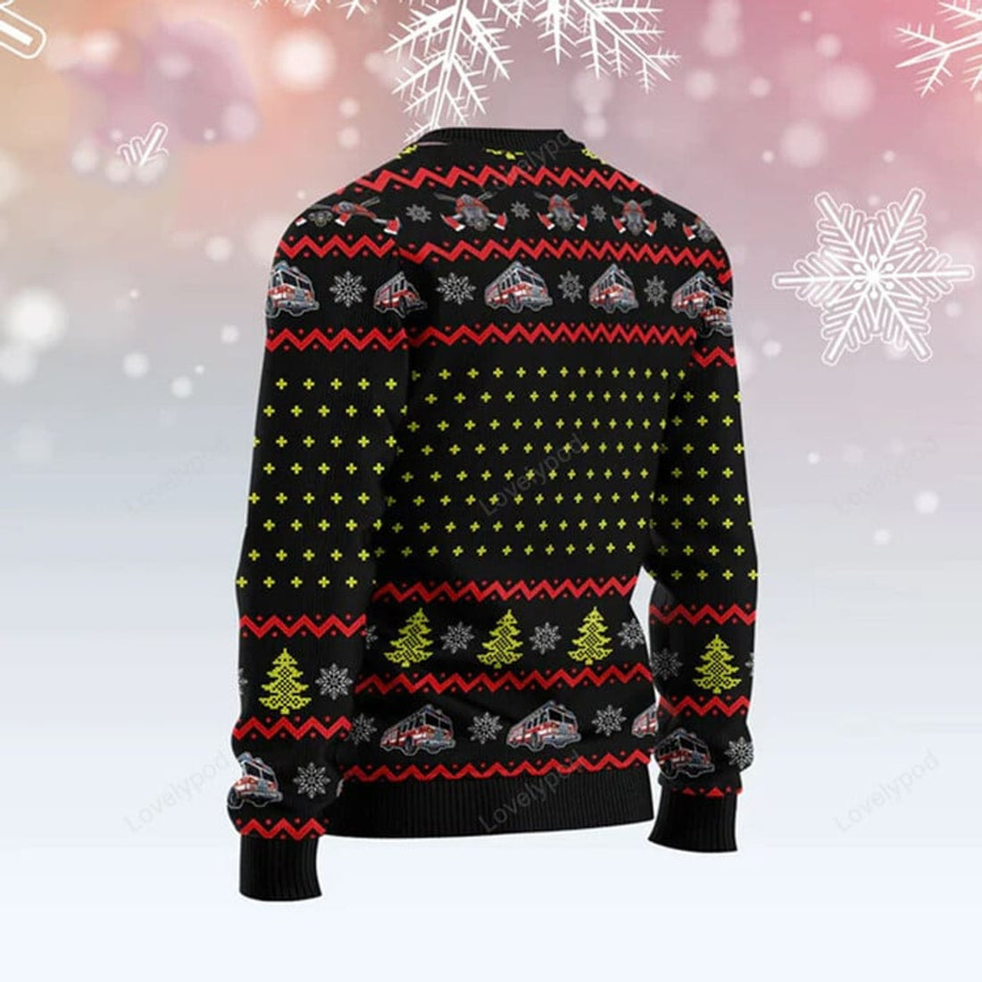 FUNSTUFFPRINT Firefighter Lover ugly Christmas Sweater, Firefighter 3D Printed Graphic Ugly Sweater