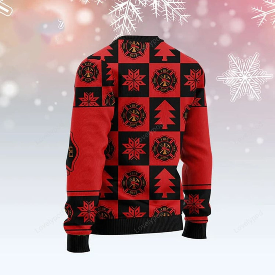 FUNSTUFFPRINT Firefighter Christmas Pattern ugly Christmas Sweater, Firefighter 3D Printed Graphic Long Sleeve Sweatshirts Ugly Sweater