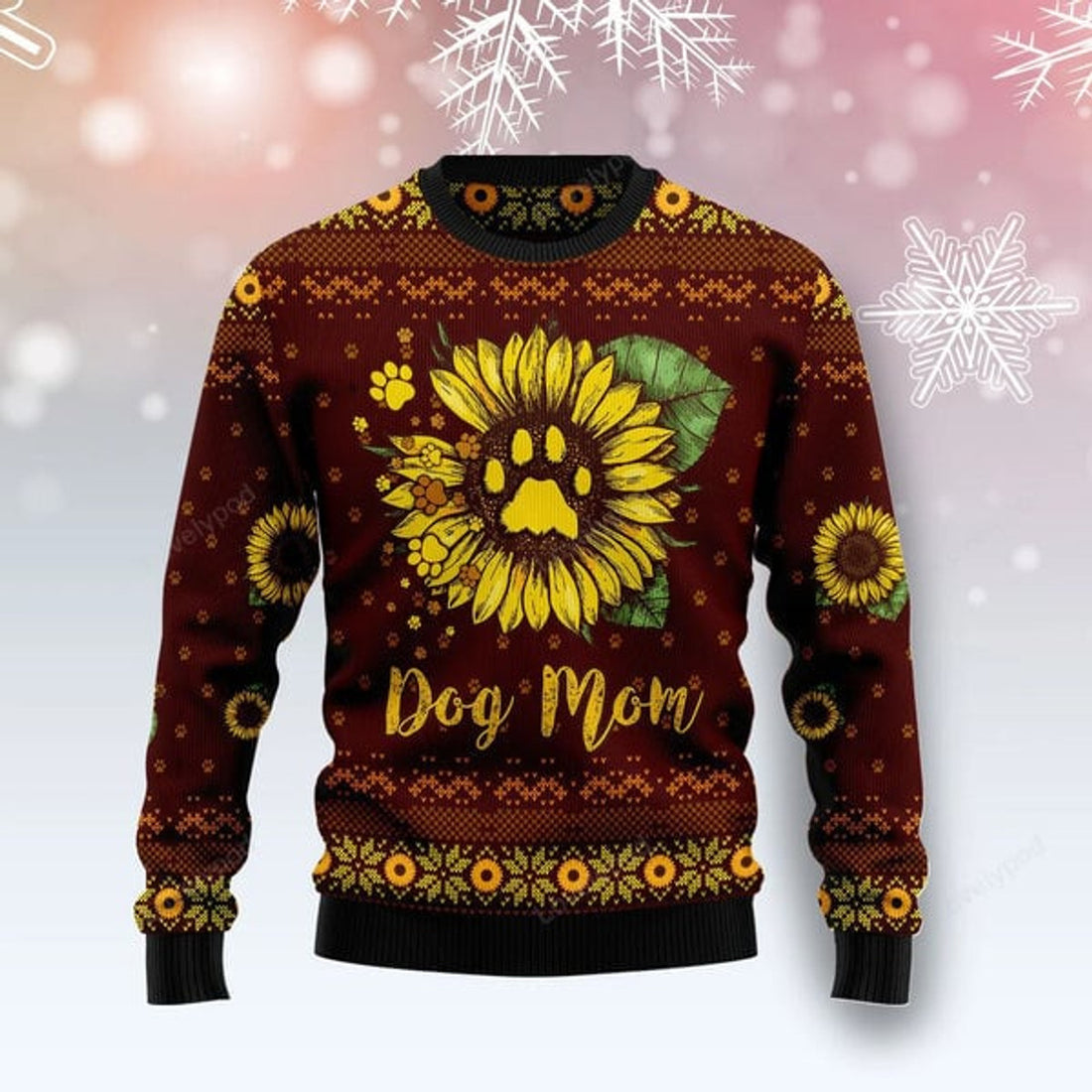 FUNSTUFFPRINT Dog Mom ugly Christmas Sweater gift for Mom, Dog Mom 3D Printed Graphic Long Sleeve Sweatshirts Ugly Sweater