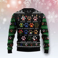 FUNSTUFFPRINT Dog Pawprint Ugly Christmas Sweater, Dog 3D Printed Graphic Long Sleeve Sweatshirts Ugly Sweater
