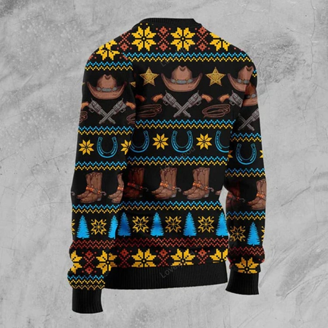 FUNSTUFFPRINT Cowboy Merry Christmas Ugly Christmas Sweater, Cowboy 3D Printed Graphic Long Sleeve Sweatshirts Ugly Sweater