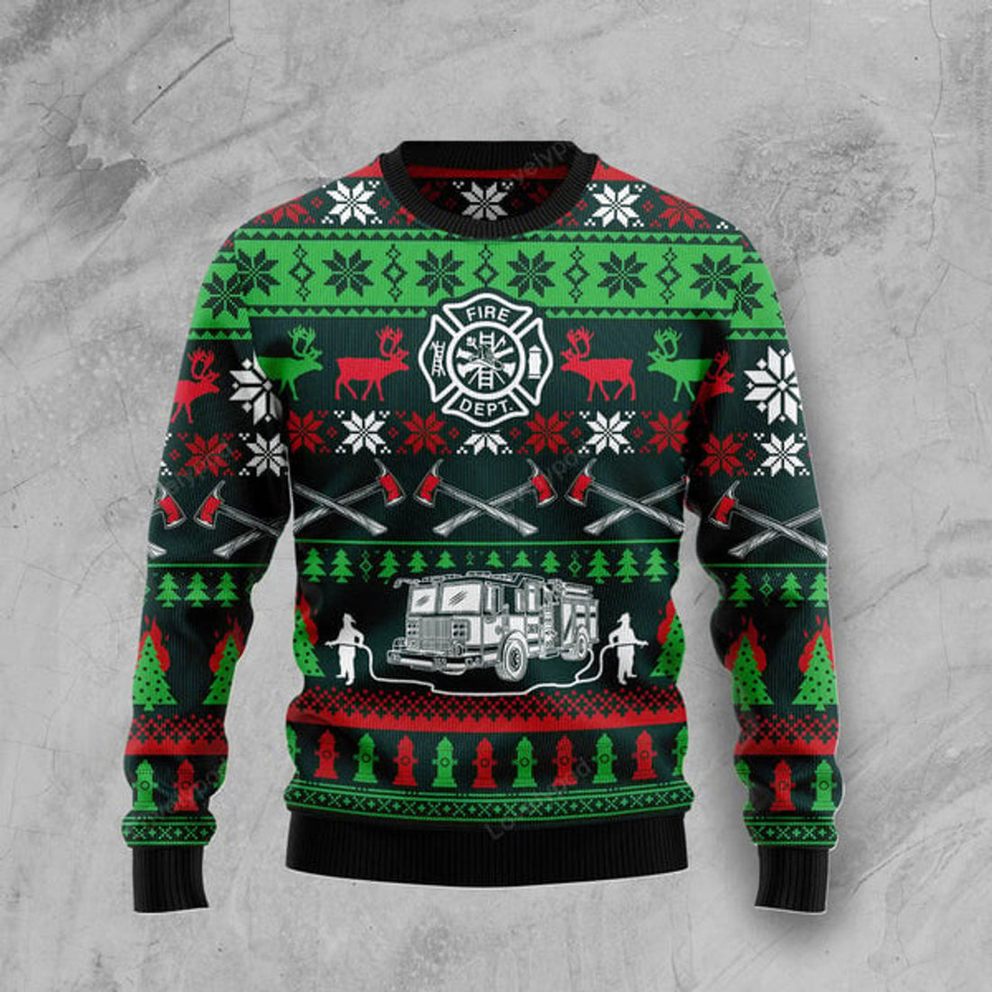 FUNSTUFFPRINT Awesome Firefighter Ugly Christmas Sweater, Firefighter shirt, Christmas gift for Firefighter Ugly Sweater