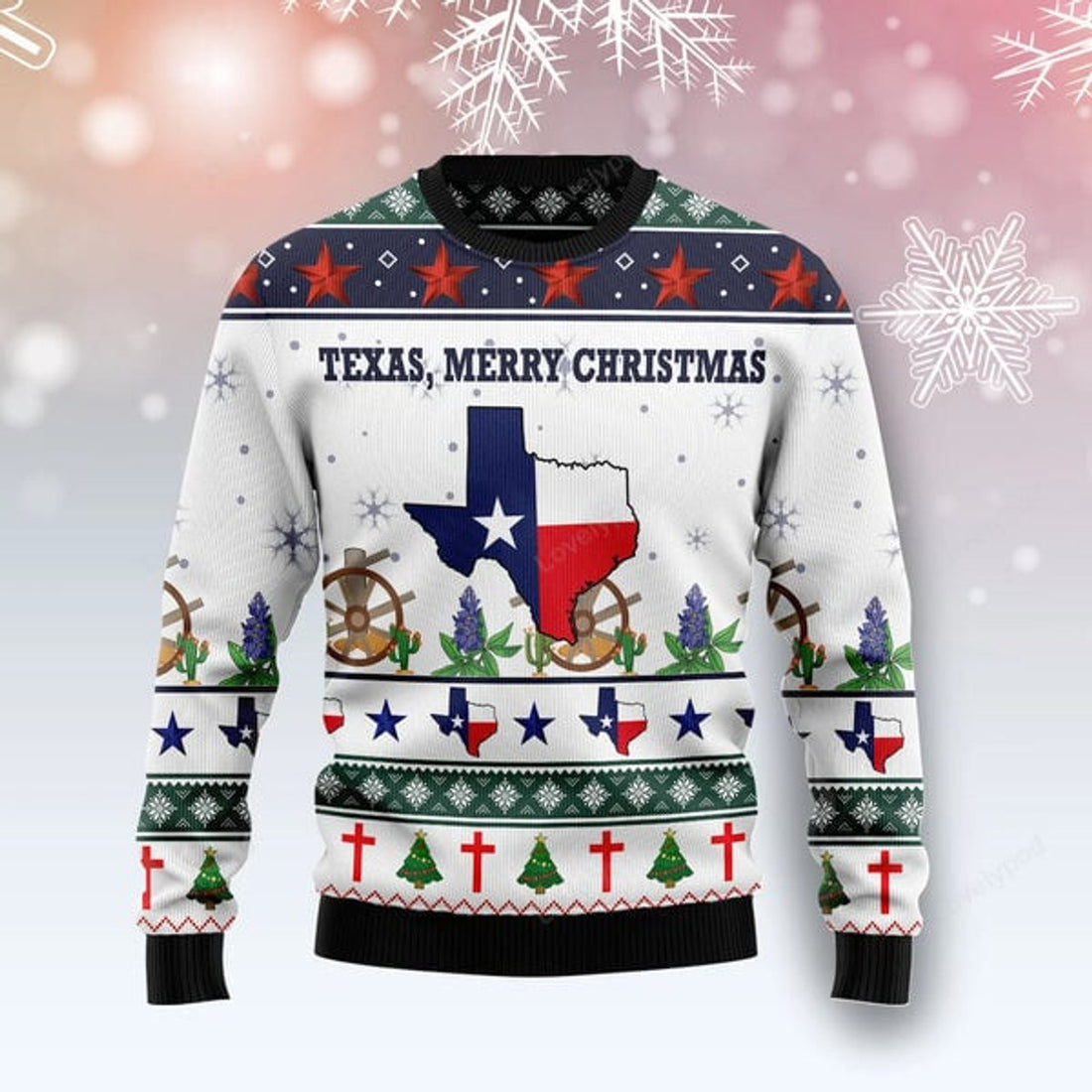 FUNSTUFFPRINT Texas Merry Christmas unisex womens & mens, couples matching, friends ugly christmas holiday sweater gifts Ugly Sweater