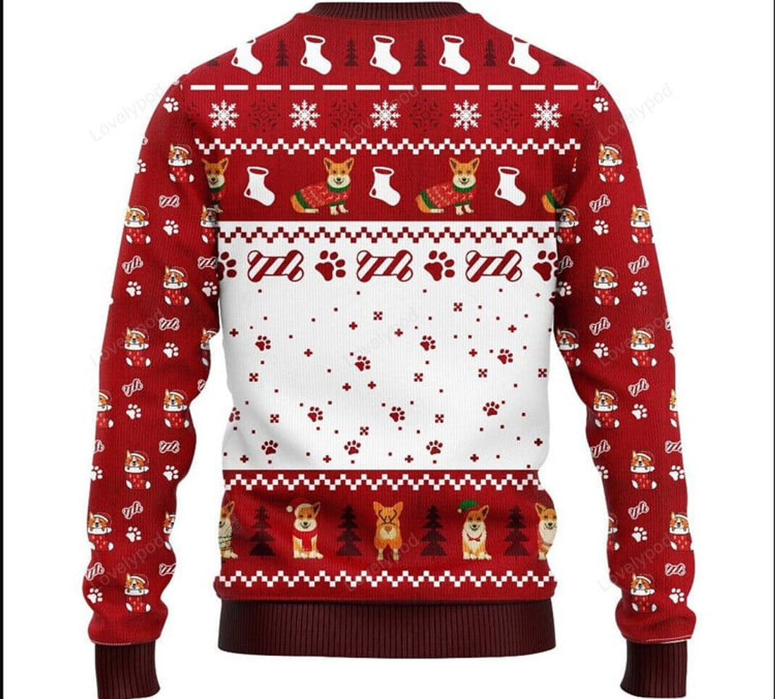 FUNSTUFFPRINT Corgi Noel Cute Christmas Ugly christmas Sweater For Men & Women Adult Ugly Sweater