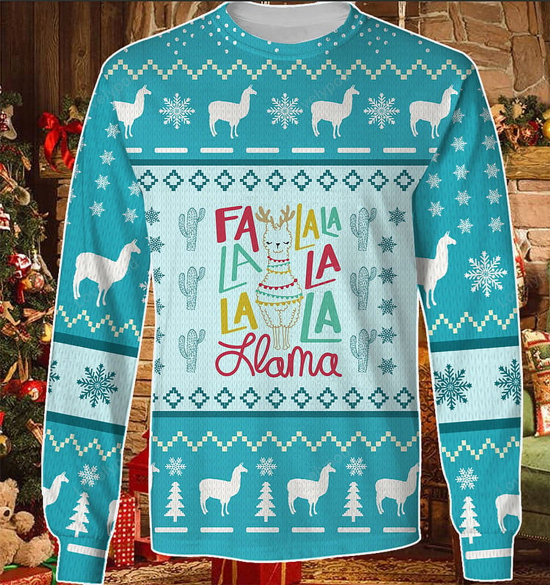 FUNSTUFFPRINT 3D FLa La La Llama Awesome Ugly Christmas Sweater, Funny Christmas Sweater for men and women Ugly Sweater
