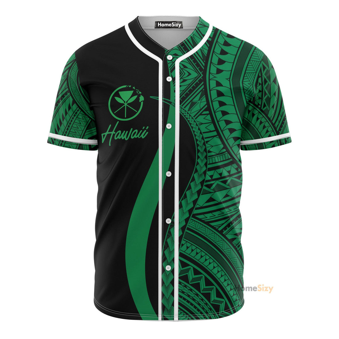 Hawaiian Kanaka Maoli Green Polynesian Tentacle Tribal Pattern - Baseball Jersey