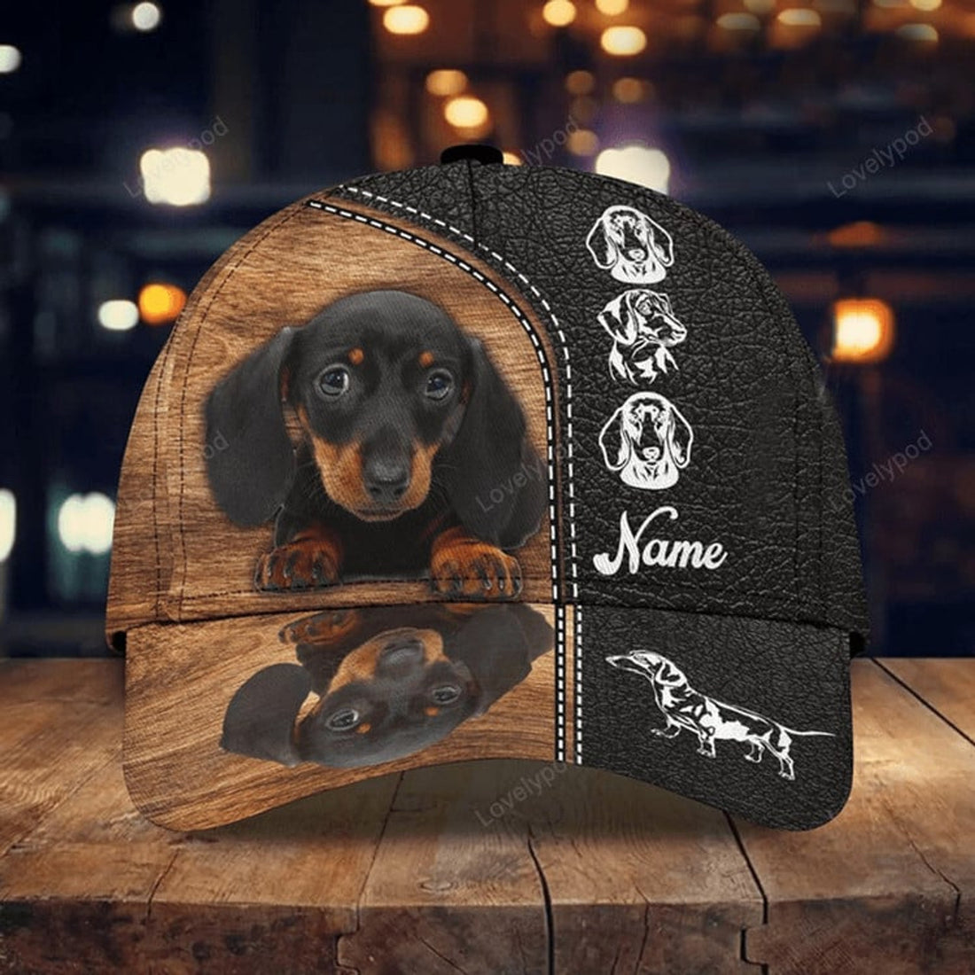FUNSTUFFPRIT Personalized Baseball Dachshund Cap Hat For Dog Lover, 3D Full Print Dachshund Dog Cap Hat