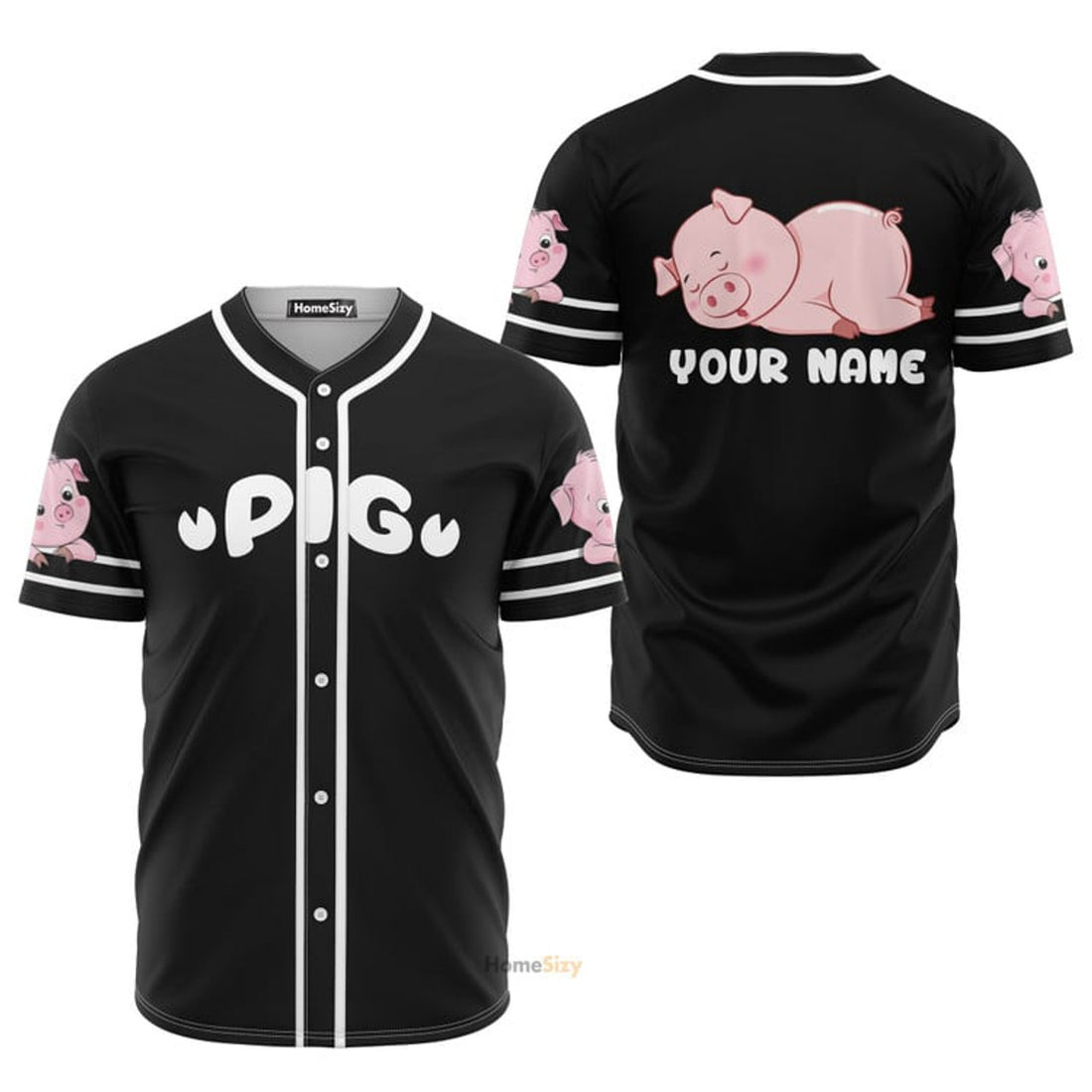 Custom Name Love Cute Pig - Personalized Baseball Jersey