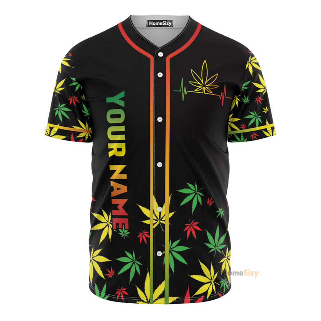 Custom Name Three Colors Weed - Personalized Baseball Jersey