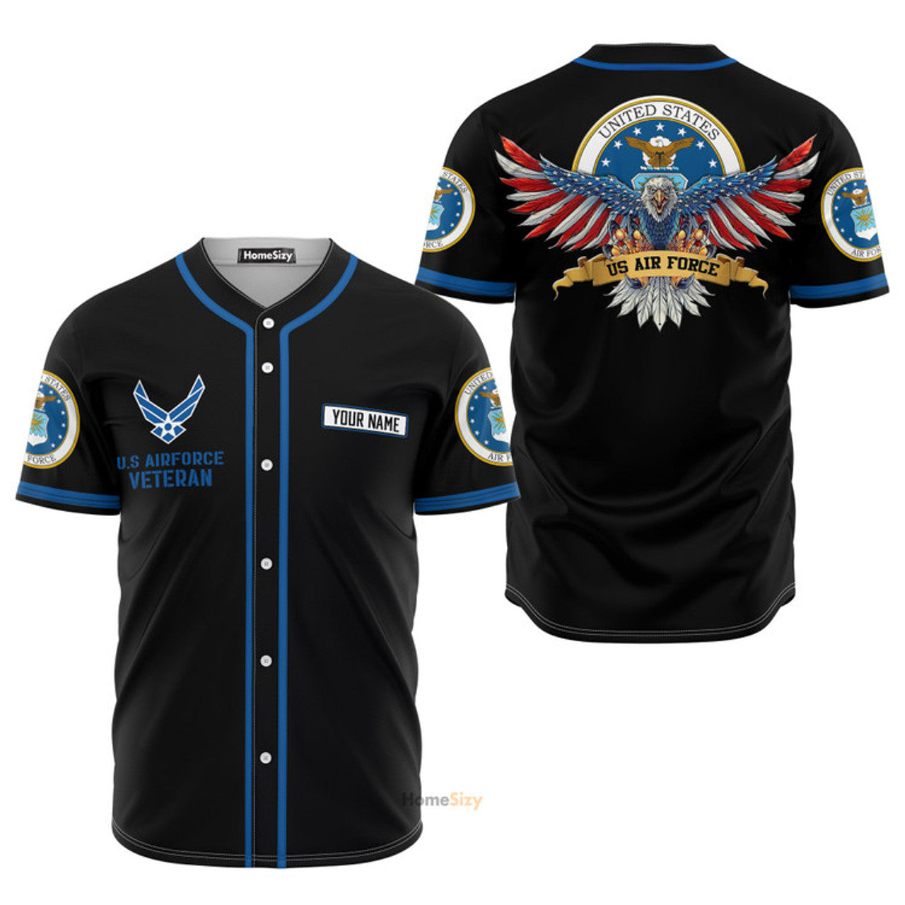 Custom Name US Air Force Veteran - Personalized Baseball Jersey