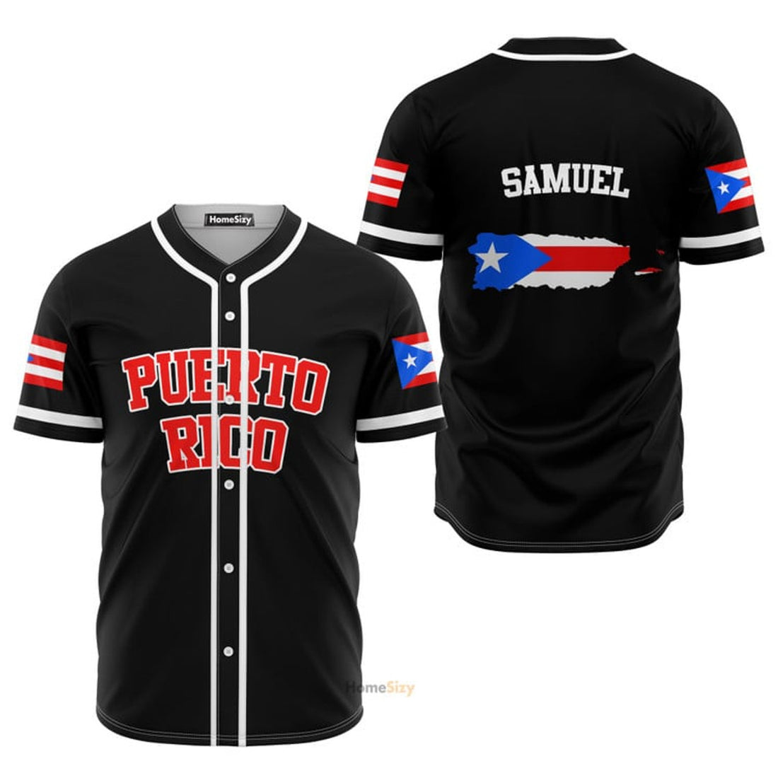Custom Name Puerto Rico Flag - Personalized Baseball Jersey