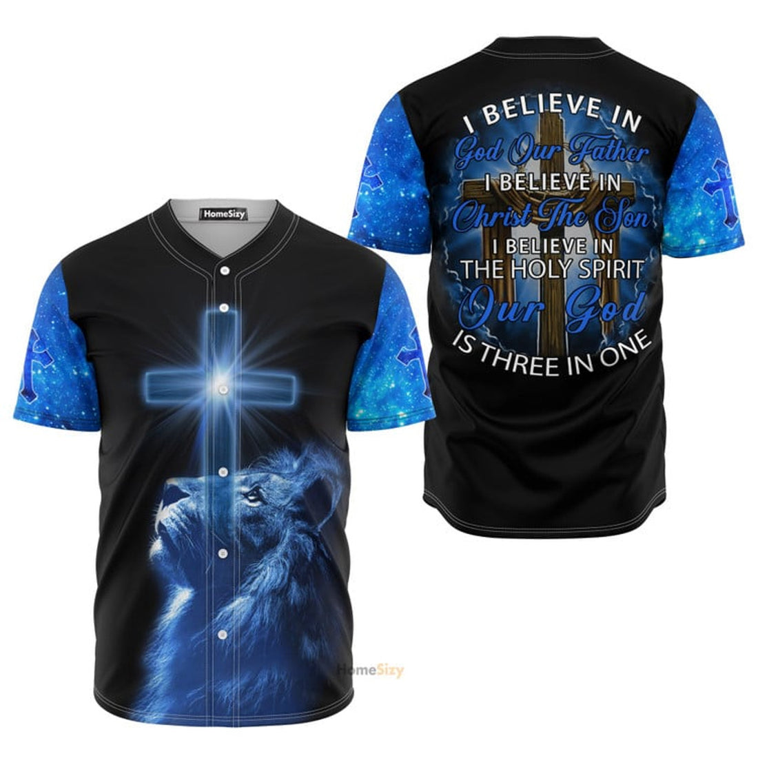 Believe Jesus Blue Lion - Baseball Jersey