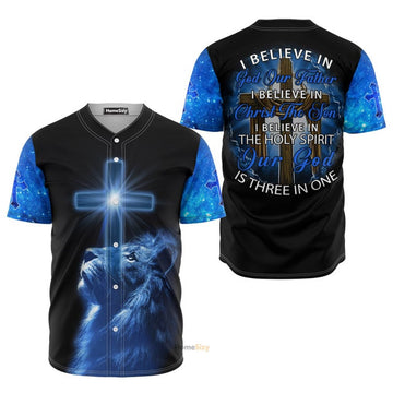 Believe Jesus Blue Lion - Baseball Jersey