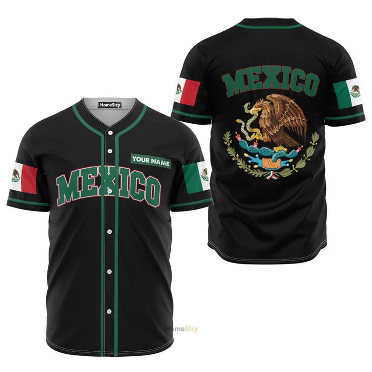 Custom Name Mexico Logo - Personalized Baseball Jersey