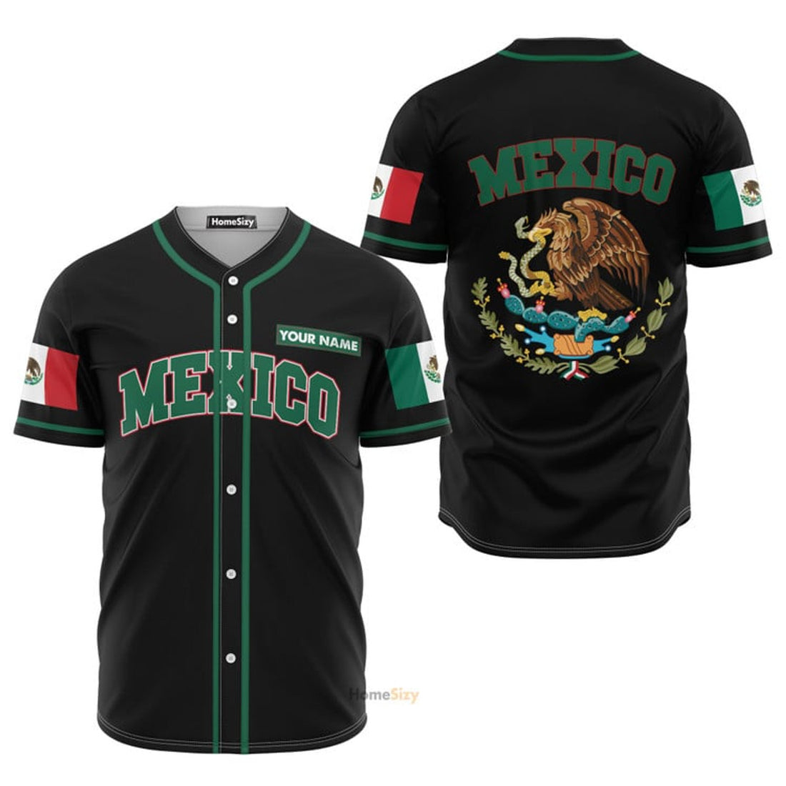 Custom Name Mexico Logo - Personalized Baseball Jersey