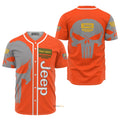Custom Name Orange Jeep Skull - Personalized Baseball Jersey