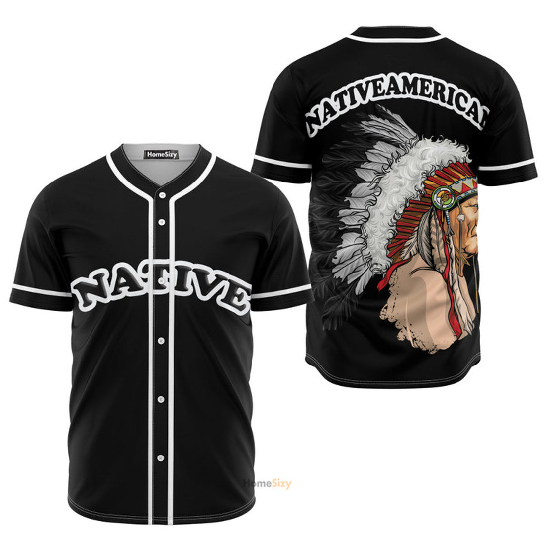Chief Native American Black And White - Baseball Jersey